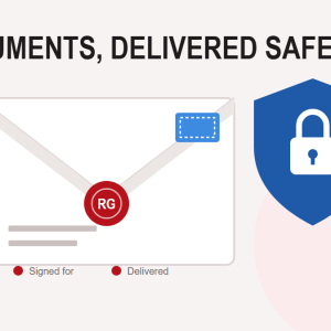 Illustration of a sealed document envelope beside a shield with a padlock
